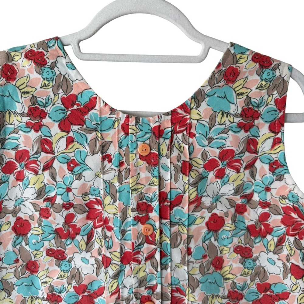 Handmade Vibrant Floral Button-Down Blouse Size M Cottagecore Summer Vintage - Picture 4 of 9